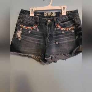 REWASH denim shorts with flowers